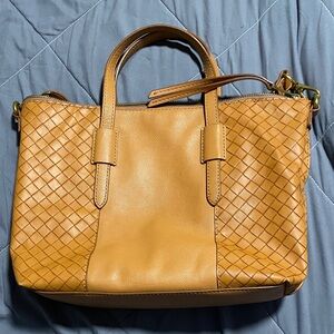 Fossil Tan Leather Crossbody Bag
